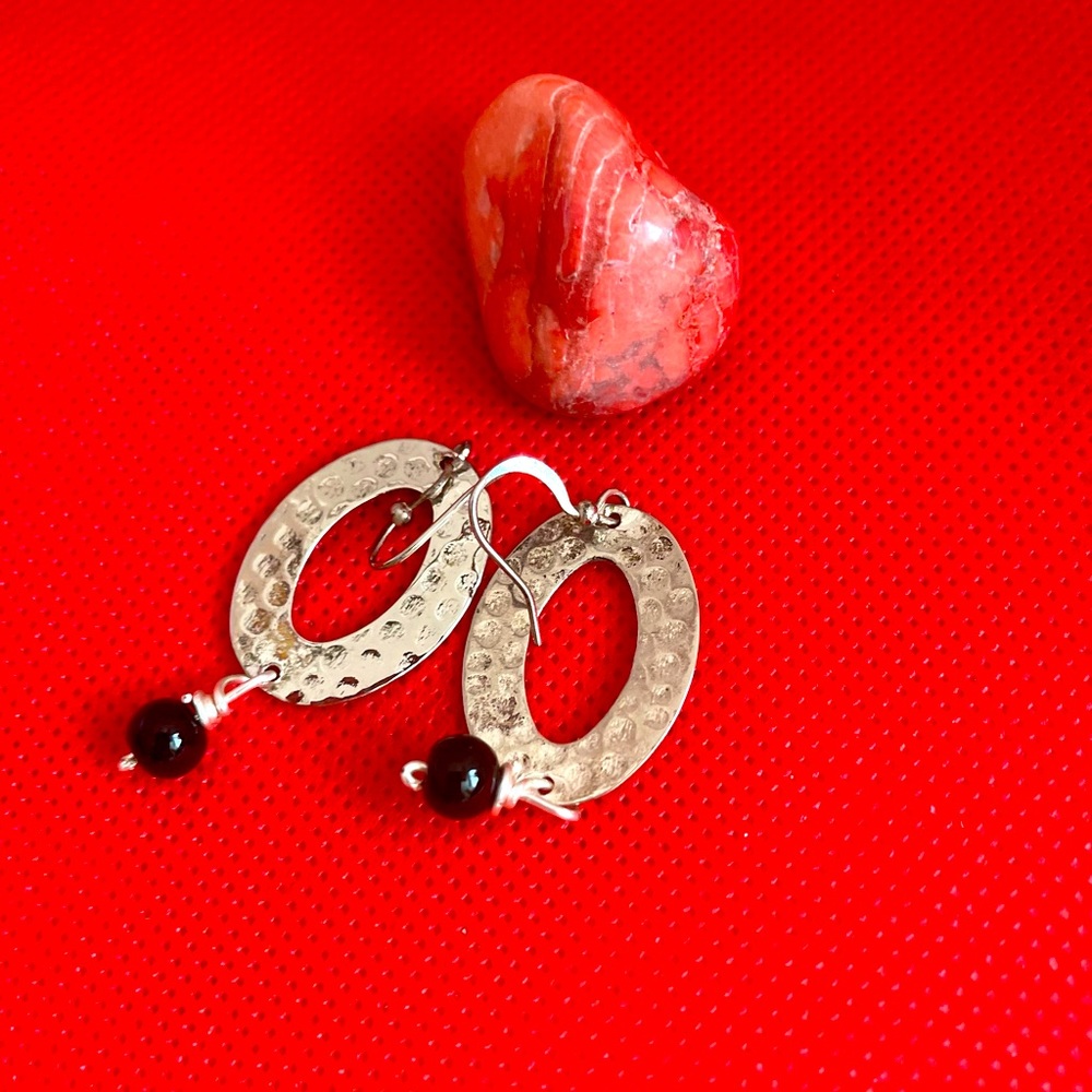 Sterling onyx drop earrings.